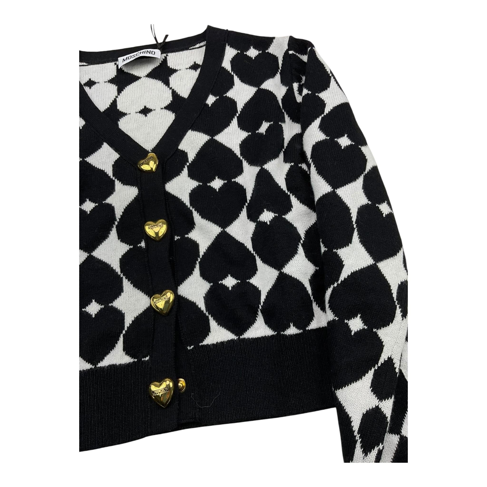 MOSCHINO cardigan stampa fantasia Bianco/nero per Bambina HDW026 BIANCO/NERO MOSCHINO