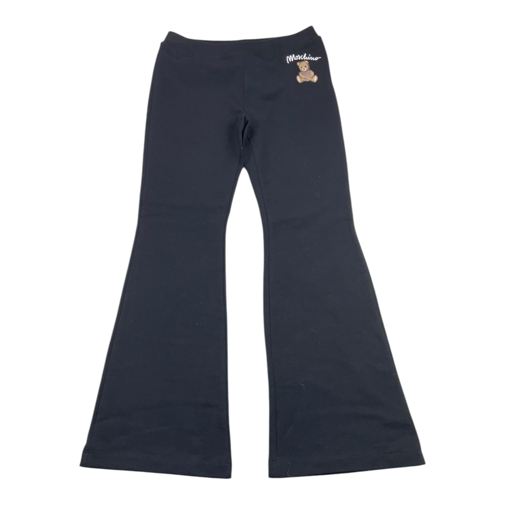 MOSCHINO pantalone modello a zampa tinta unita con logo Nero per Bambina HCP050 NERO MOSCHINO