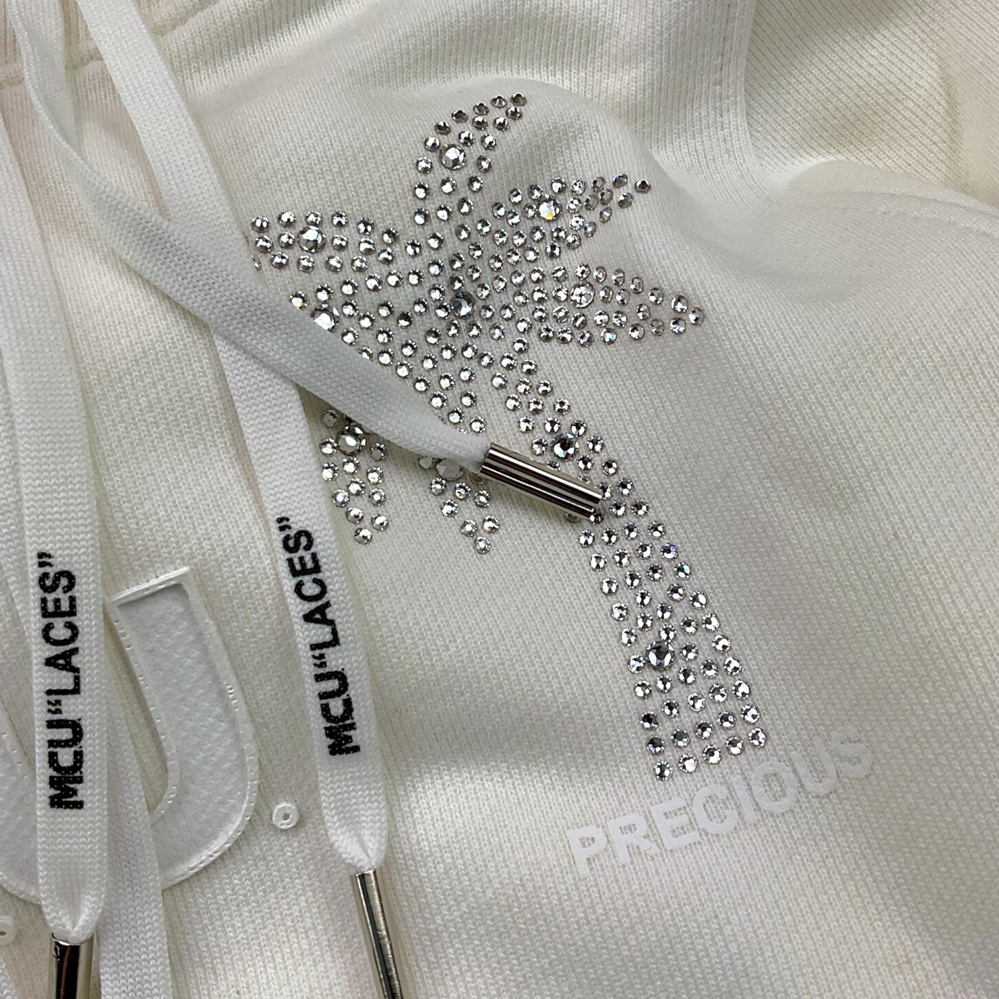 MCU felpa tinta unita con cappuccio e brillantini Bianco per Bambina MCUK6001 BIANCO MCU