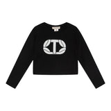 TWINSET shirt girocollo tinta unita con stampa Nero per Bambina 242GJ2032XXXXXX NERO TWINSET