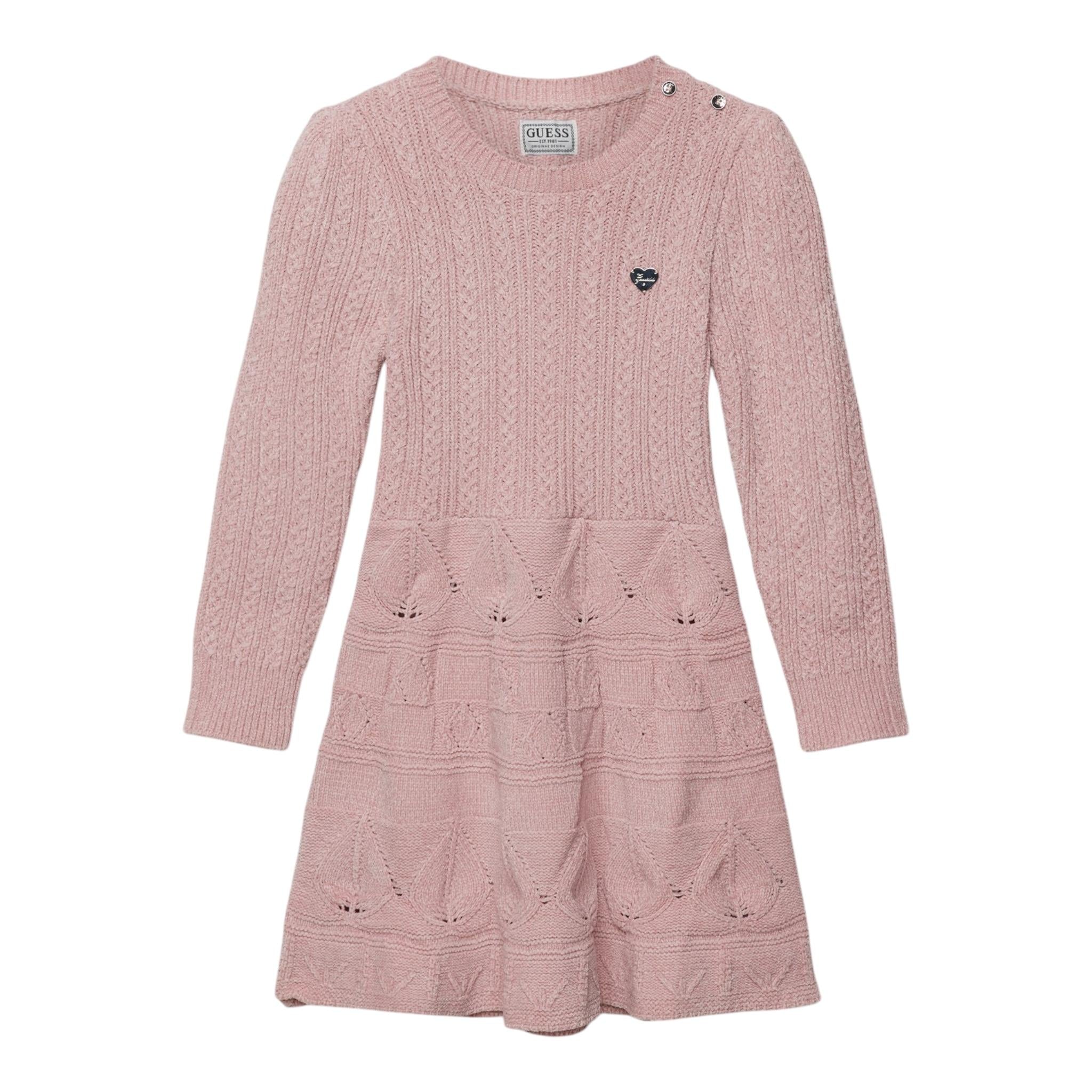 GUESS abito girocollo tinta unita con ricami Rosa per Bambina K4BK11Z3FT0 ROSA GUESS