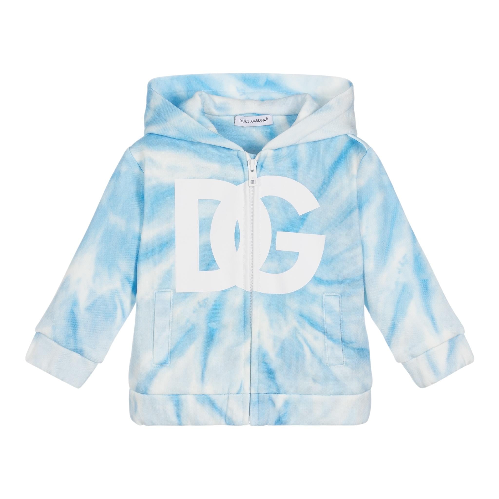 DOLCE & GABBANA felpa con zip e cappuccio stampa fantasia Azzurro per Neonato L1JWGB AZZURRO DOLCE & GABBANA