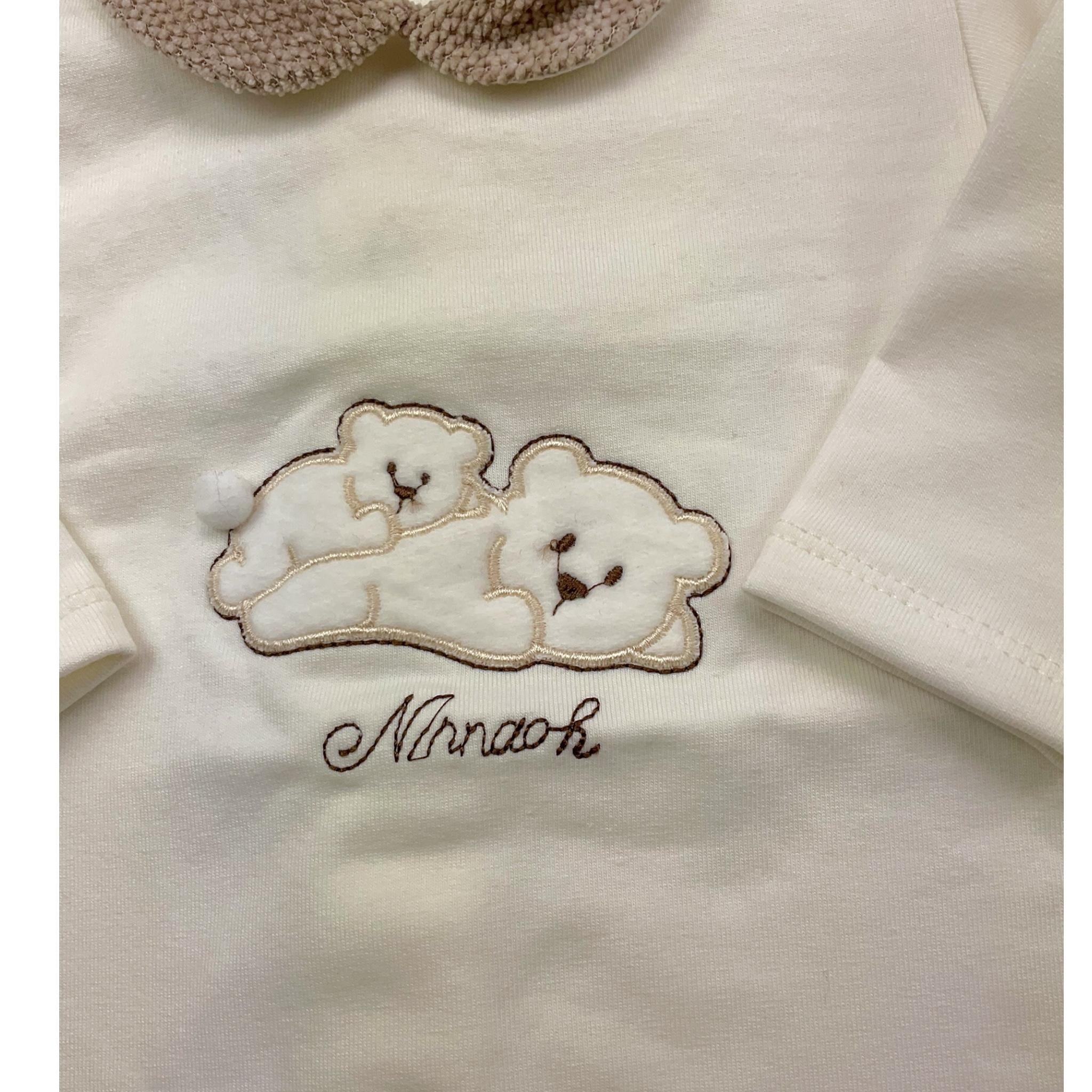 NINNAOH tutina tinta unita con stampa Bianco per Neonato I23215T BIANCO NINNAOH