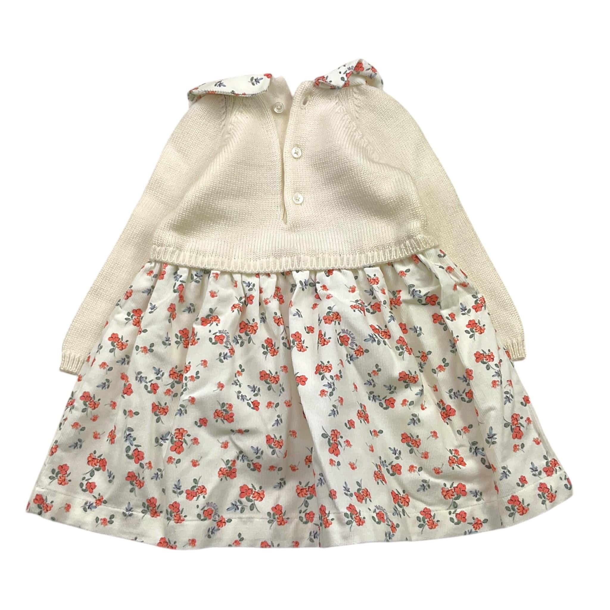 MOSCHINO abito tinta unita con fantasia fiori Panna per Neonata MDV0CZ PANNA MOSCHINO