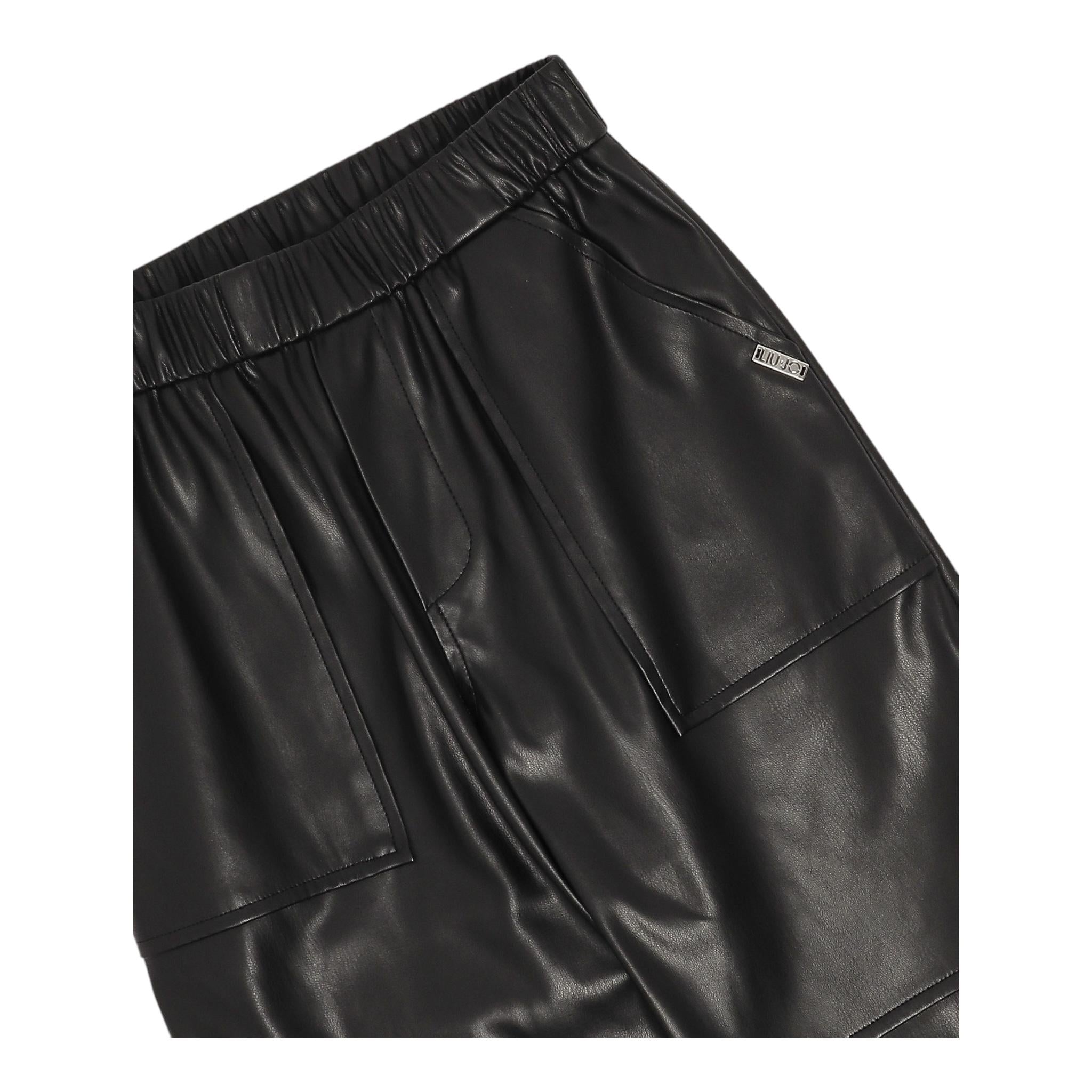 LIU JO pantalone in ecopelle tinta unita con elastico in vita Nero per Bambina GF4056 NERO LIU JO