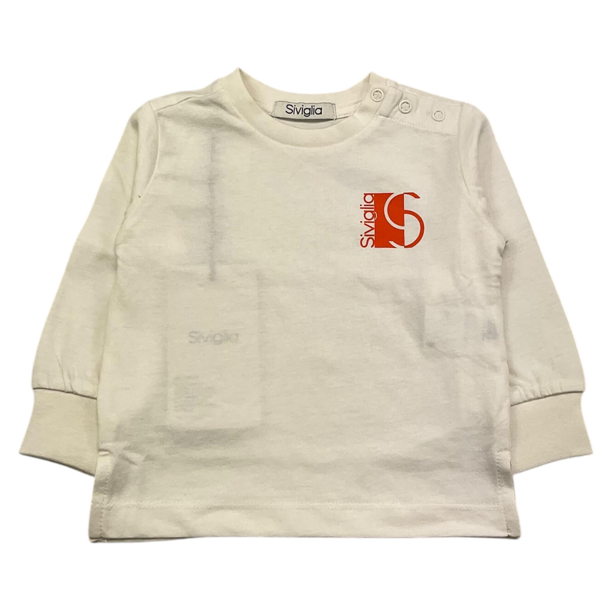 SIVIGLIA shirt girocollo tinta unita con stampa in contrasto Panna per Neonato SVNTS00516 PANNA SIVIGLIA