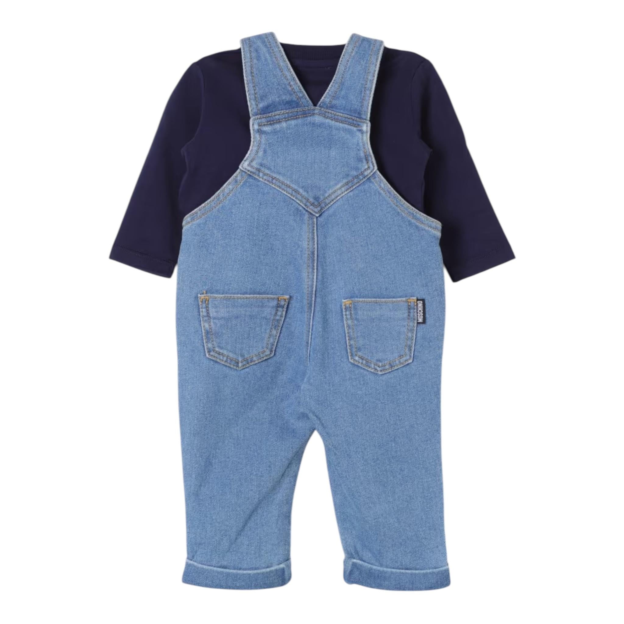MOSCHINO completo 2 pezzi shirt-salopette in denim Azzurro per Neonato MUK04VL AZZURRO MOSCHINO