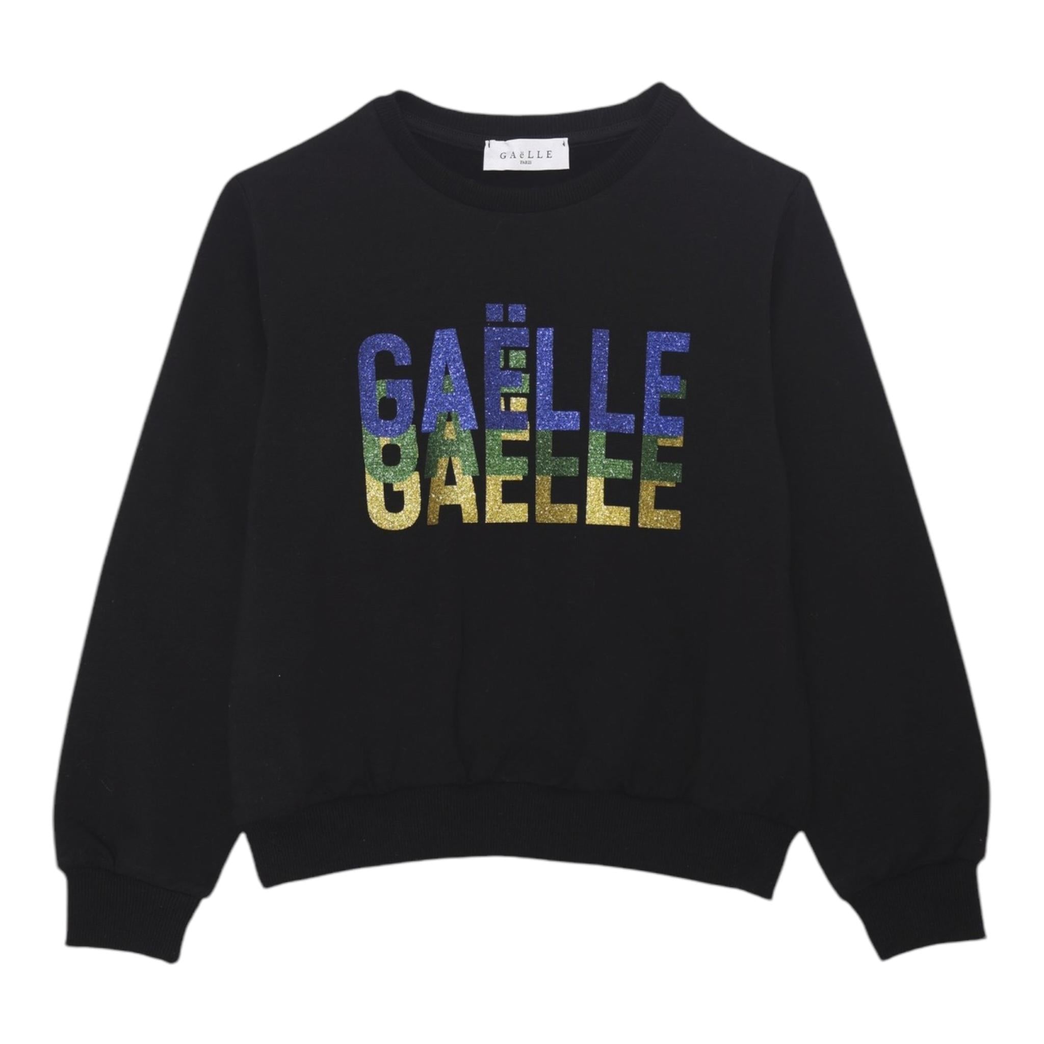 GAELLE felpa chiusa girocollo tinta unita con stampa glitterata Nero per Bambina 2741F00341 NERO GAELLE