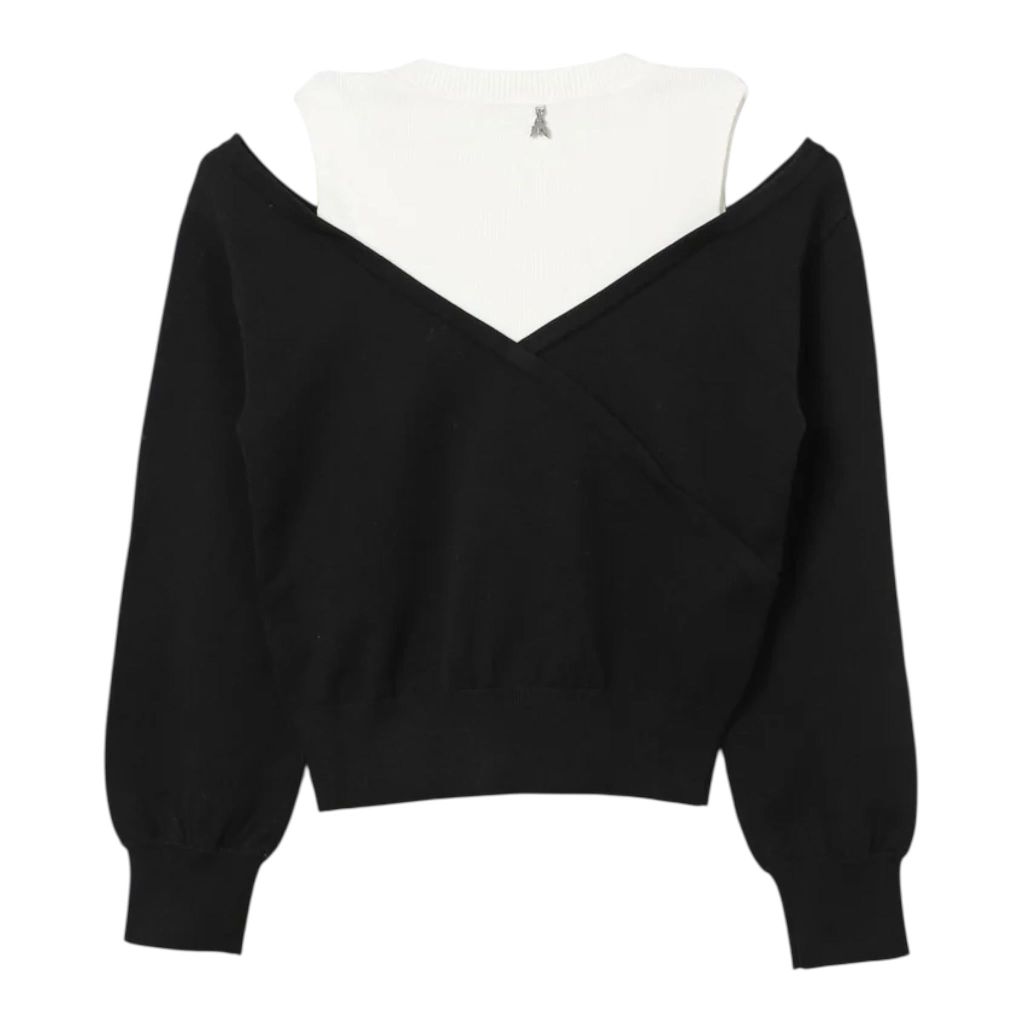 PATRIZIA PEPE maglia girocollo tinta unita con finta canotta Nero per Bambina 7K0042 NERO PATRIZIA PEPE