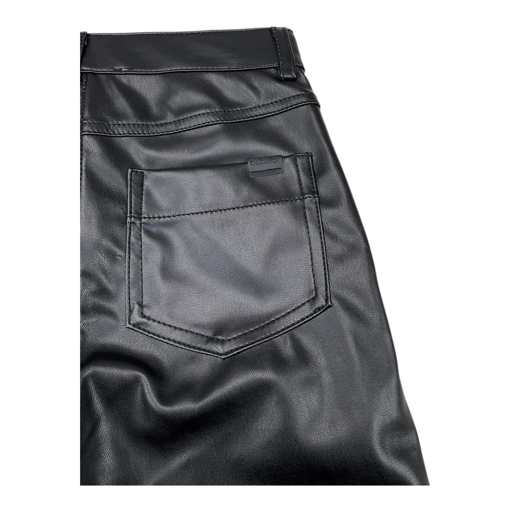 BOBOLI pantalone in ecopelle tinta unita modello palazzo Nero per Bambina 729121 NERO BOBOLI