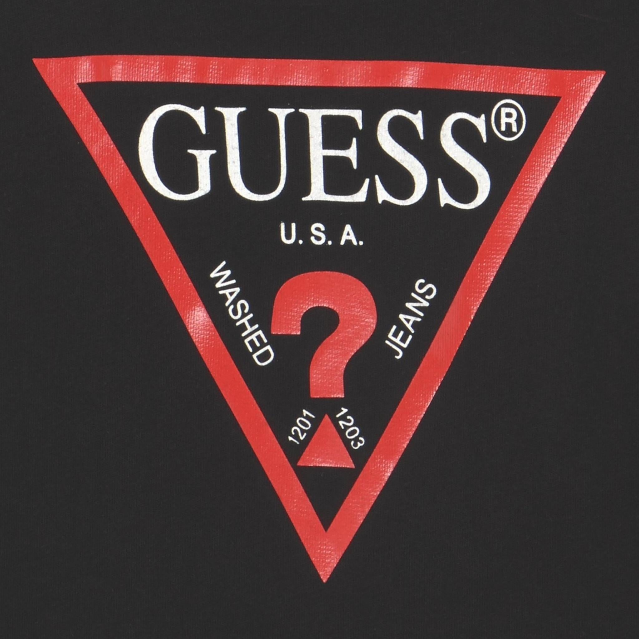 GUESS felpa tinta unita girocollo con stampa Nero per Neonato N73Q10KAUG0 NERO GUESS