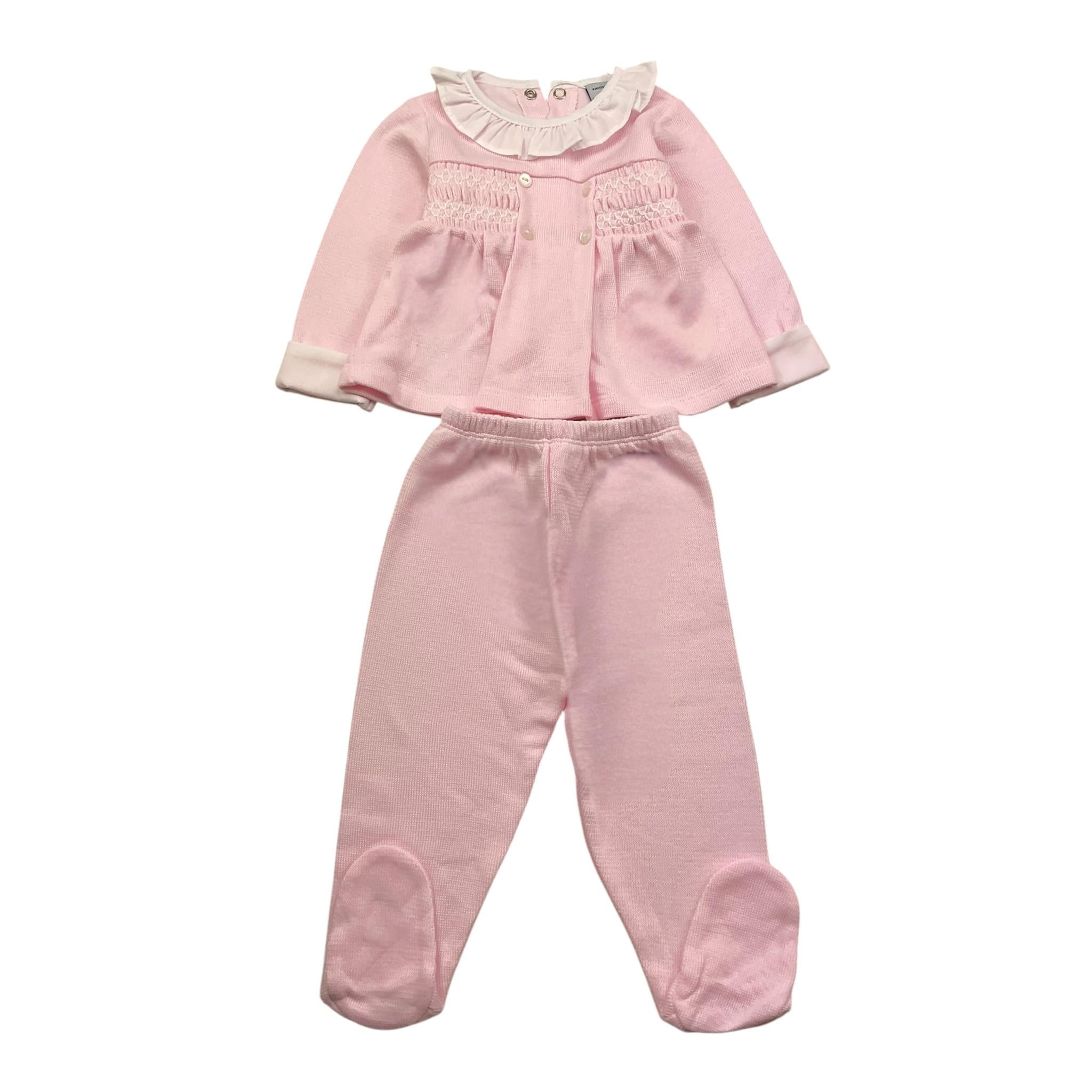 BABIDU completo 2pz camicia-ghettina tinta unita Rosa per Neonata 50351 ROSA BABIDU