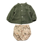 CALAMARO completo 2pz maglia-coulotte bicolore Verde/beige per Neonato 11070 VERDE/BEIGE CALAMARO