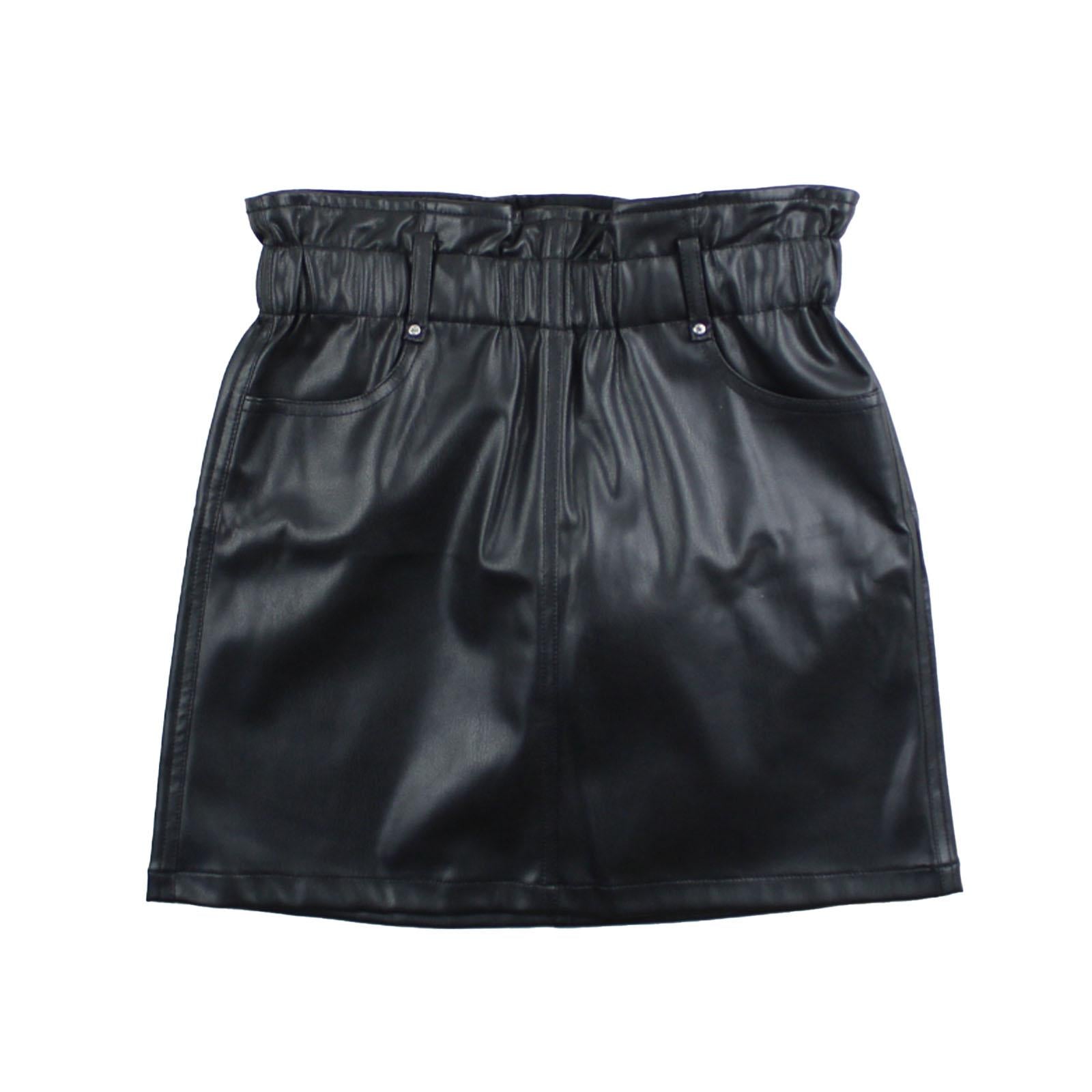 LIU JO gonna tinta unita in ecopelle Nero per Bambina GF3023X NERO LIU JO