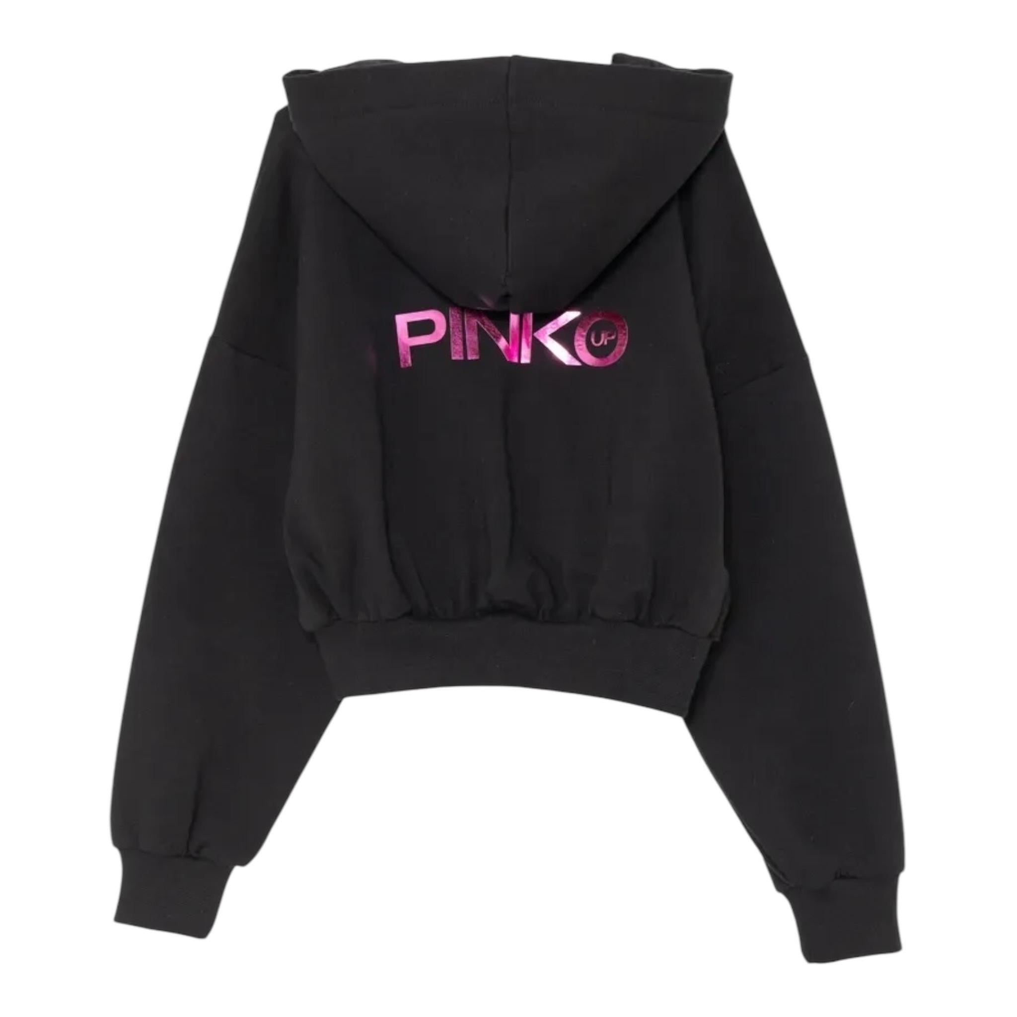 PINKO felpa tinta unita con zip e cappuccio Nero per Bambina F4PIJGZH089 NERO PINKO