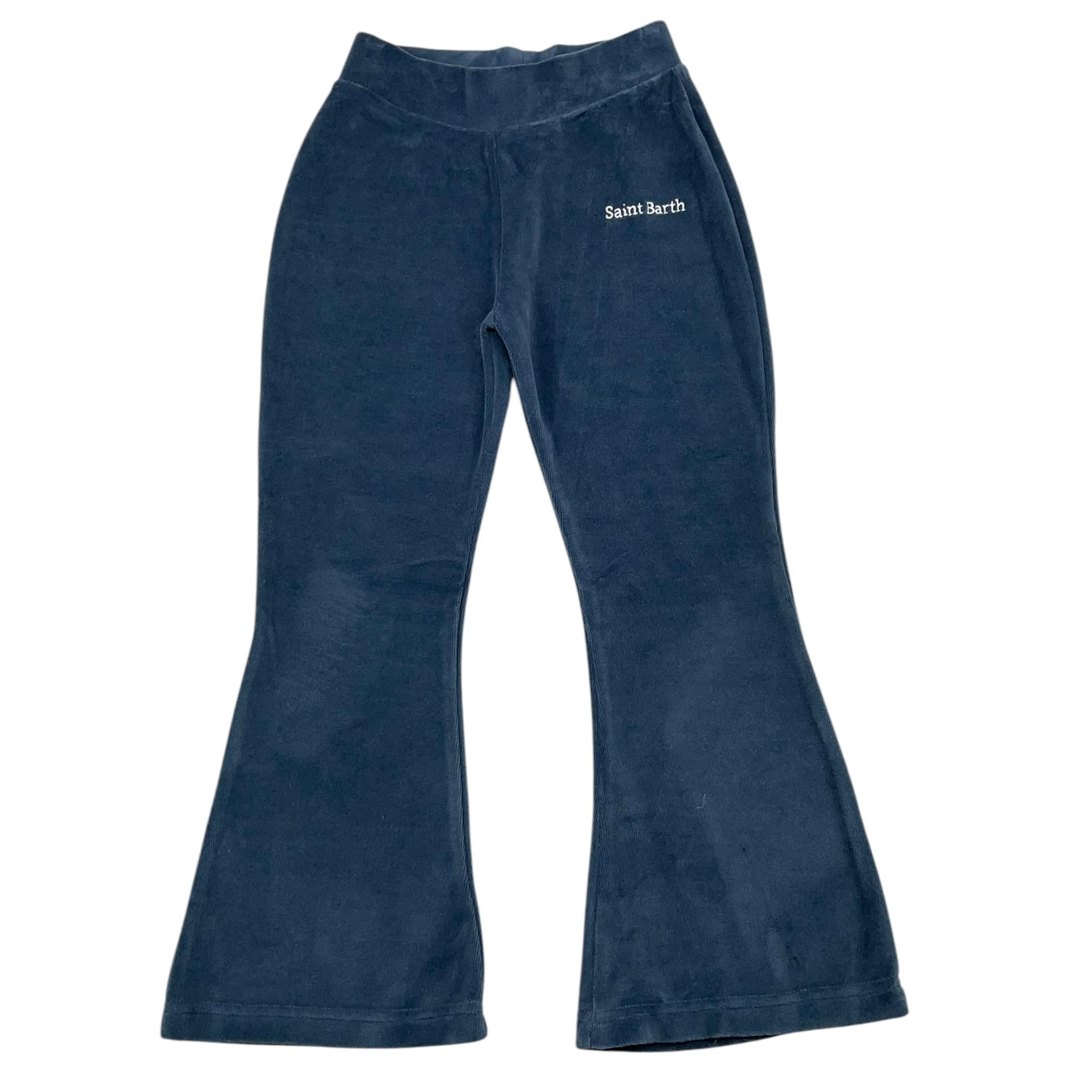 SAINT BARTH pantalone tinta unita modello zampa in ciniglia Blu per Bambina CECILIA BLU SAINT BARTH