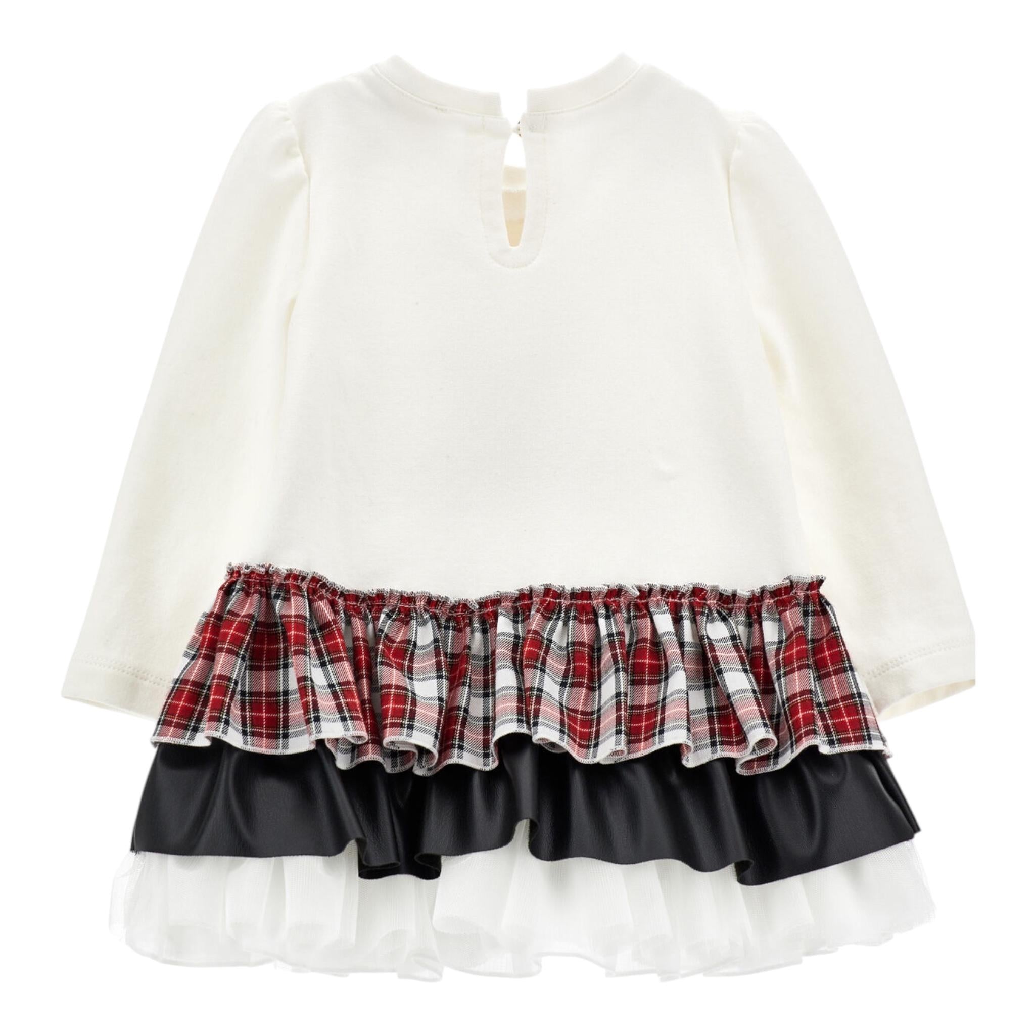 ELISABETTA FRANCHI abito felpa girocollo tinta unita con balze Bianco per Bambina 19D922 BIANCO ELISABETTA FRANCHI