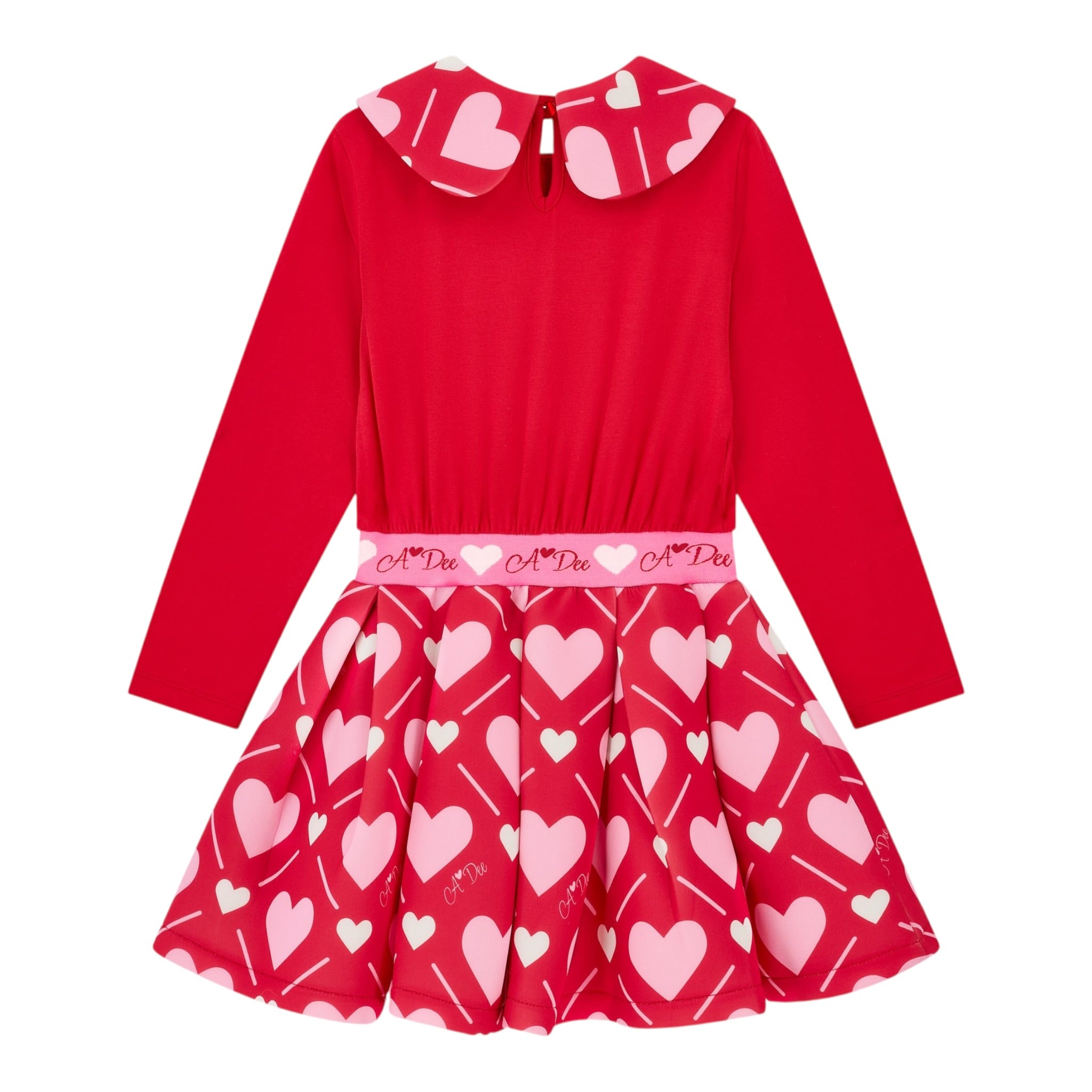 A Dee Abito tinta unita con Stampa Cuori Rosso per Neonata W251701N ROSSO A DEE 