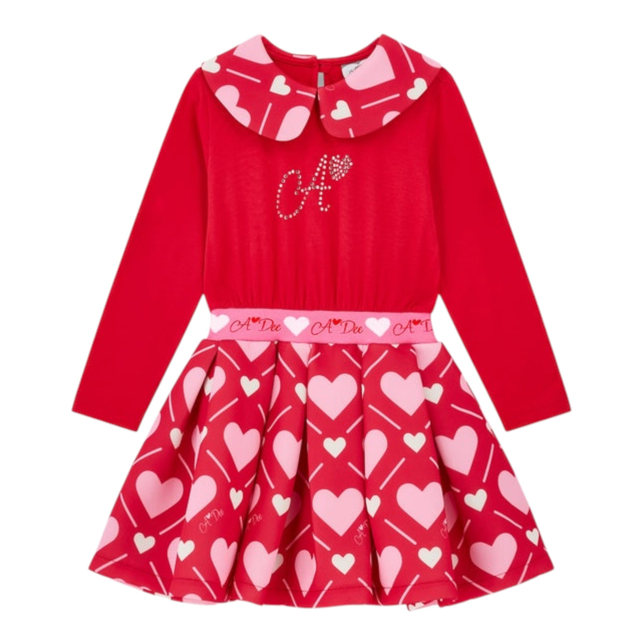 A Dee Abito tinta unita con Stampa Cuori Rosso per Neonata W251701N ROSSO A DEE 