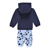 Adidas Completo 2Pz Felpa con Cappuccio-Pantalone Blu per Neonato IW3483 BLU Adidas 