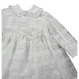Aletta Abito Manica Lunga tinta unita con Tule Bianco per Neonata HP220335L BIANCO ALETTA 