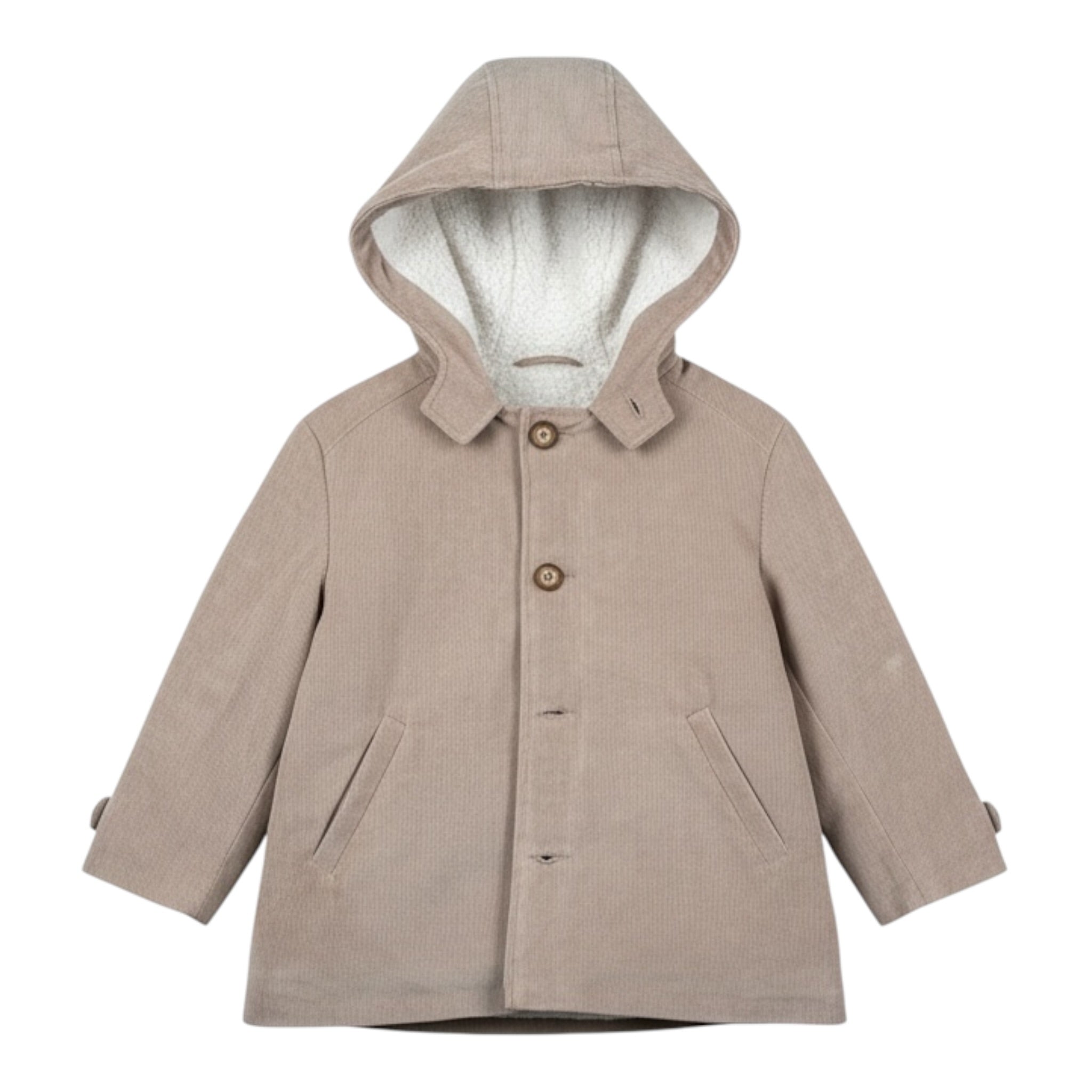 Ambaraba' Giubbino tinta unita con Bottoni E Cappuccio Beige per Bambino FM40171 BEIGE AMBARABA' 