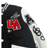 American College Giubbino College tinta unita con Maniche In Contrasto Nero per Bambino AC7J NERO AMERICAN COLLEGE 