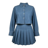 Amiuni Completo 2Pz Camicia-Gonna In Denim Blu per Bambina AG804625 BLU AMIUNI 