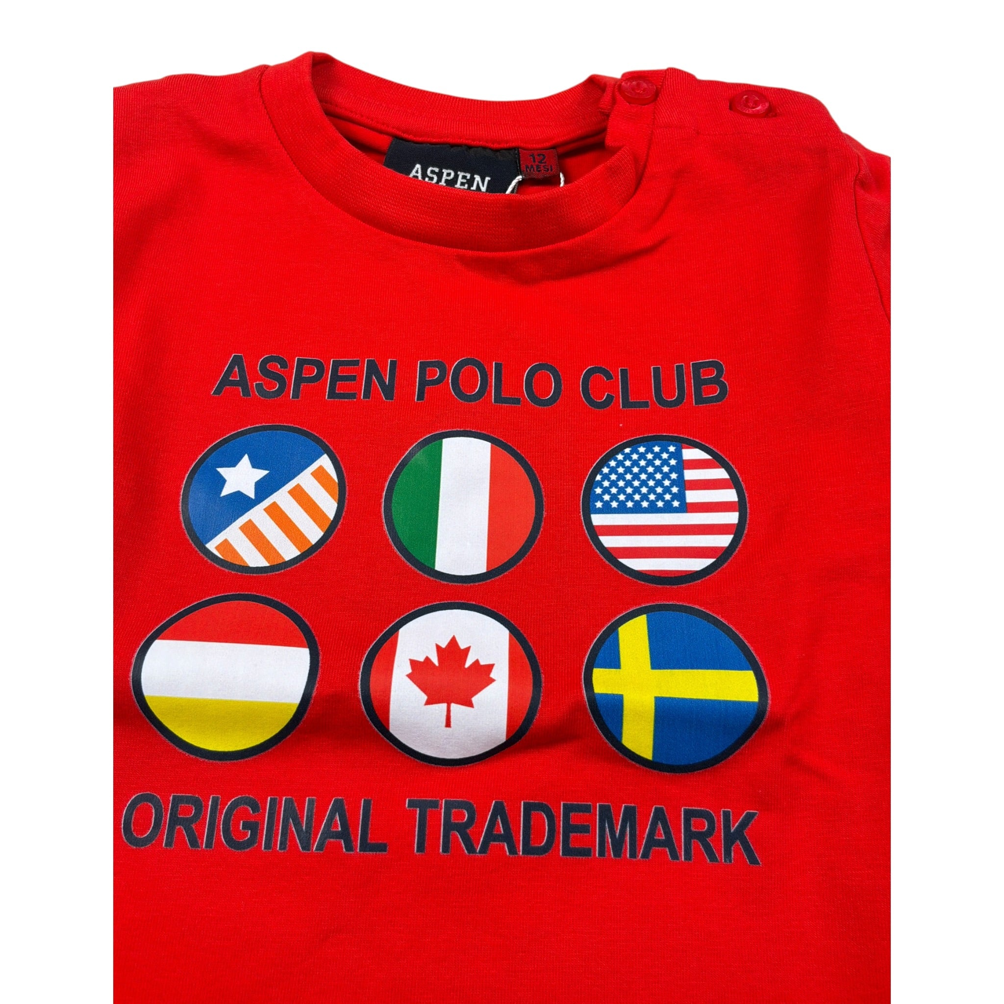 Aspen Polo Club Shirt Girocollo tinta unita con Logo Rosso per Neonato 1051M00026 ROSSO ASPEN POLO CLUB 