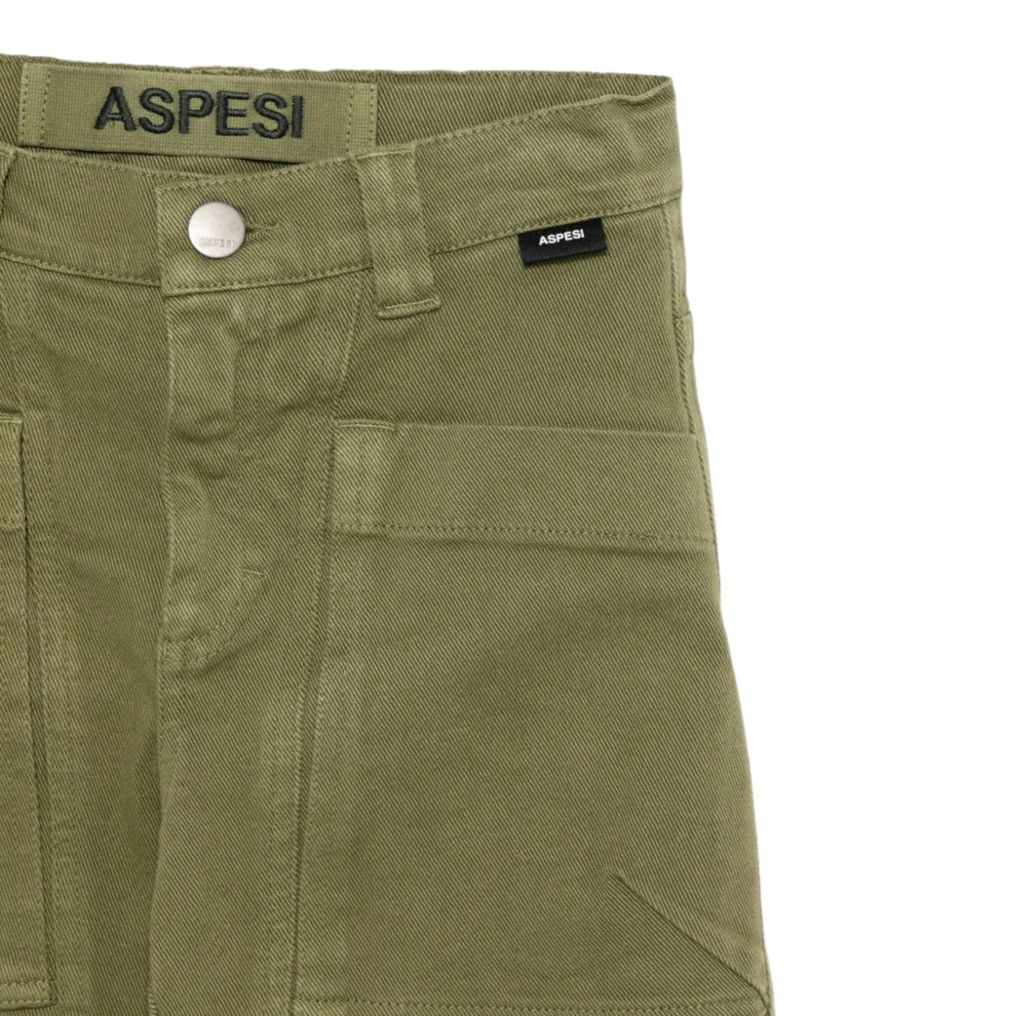 Aspesi Pantalone tinta unita con Girovita Regolabile Verde per Bambino A25APL0012C6051 VERDE ASPESI 