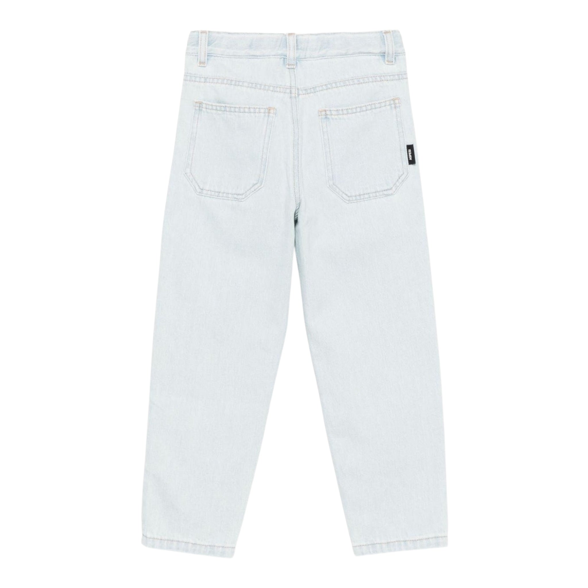 Aspesi Jeans tinta unita con Girovita Regolabile Azzurro per Bambina S25072PLJ0042 AZZURRO ASPESI 