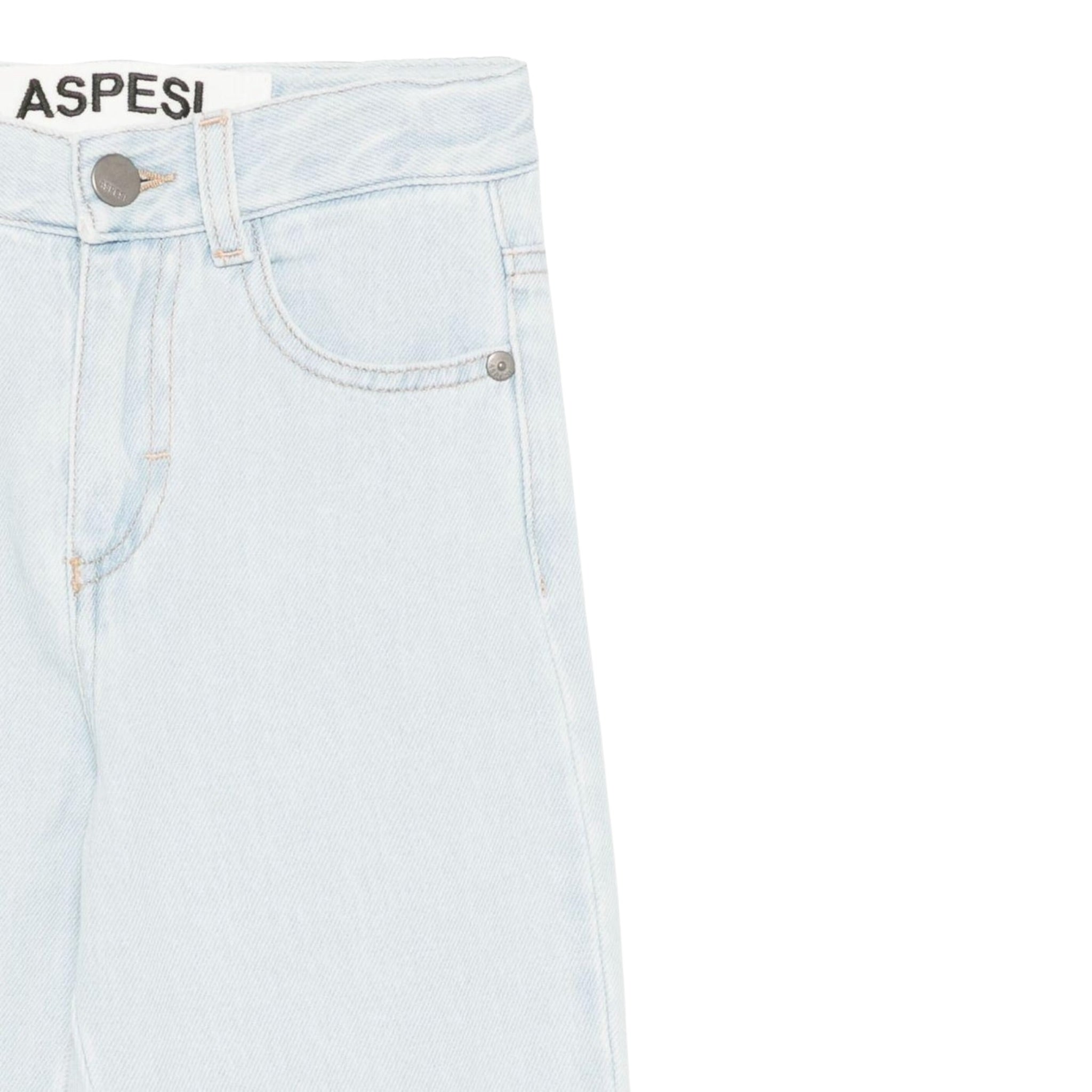 Aspesi Jeans tinta unita con Girovita Regolabile Azzurro per Bambina S25072PLJ0042 AZZURRO ASPESI 