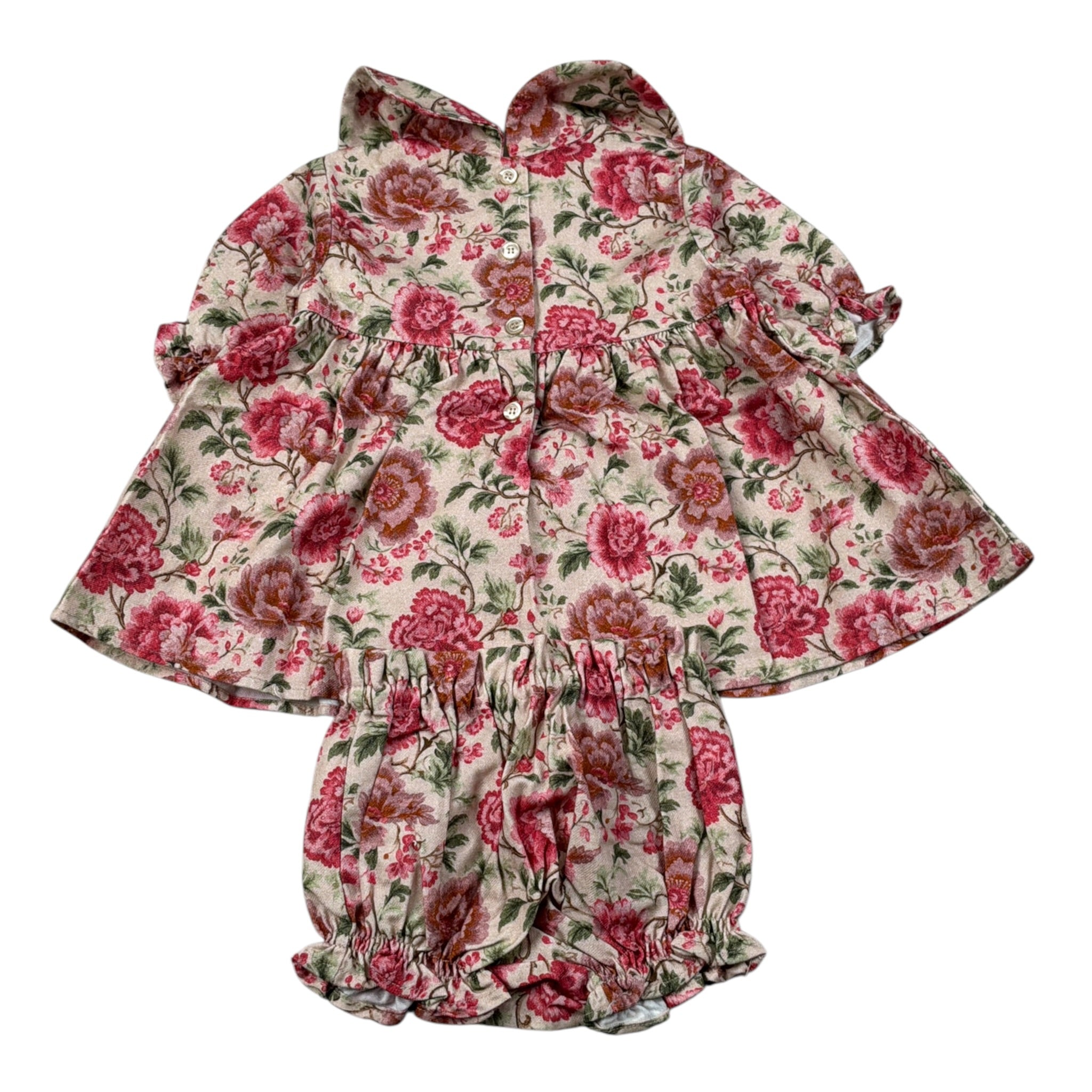 Babe & Tess Abito Manica Lunga tinta unita Stampa Fantasia con Culotte Beige per Neonata 01/548134N BEIGE BABE & TESS 