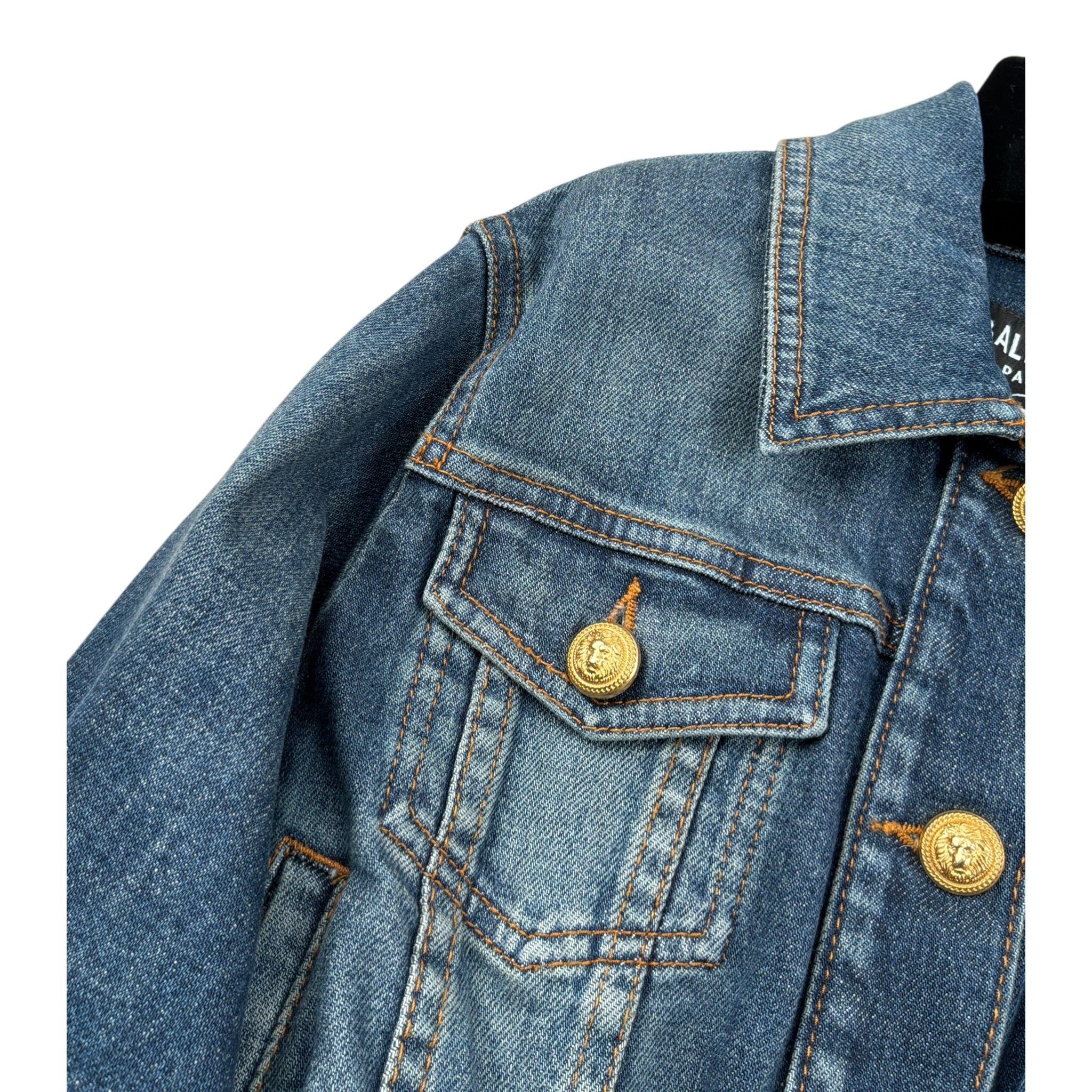 Balmain Giubbino In Denim tinta unita Blu per Bambina BU2A07 BLU BALMAIN 