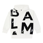 Balmain Felpa Chiusa con Cappuccio tinta unita con Logo Bianco per Bambino BU4P50 BIANCO BALMAIN 