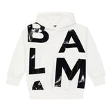Balmain Felpa Chiusa con Cappuccio tinta unita con Logo Bianco per Bambino BU4P50 BIANCO BALMAIN 
