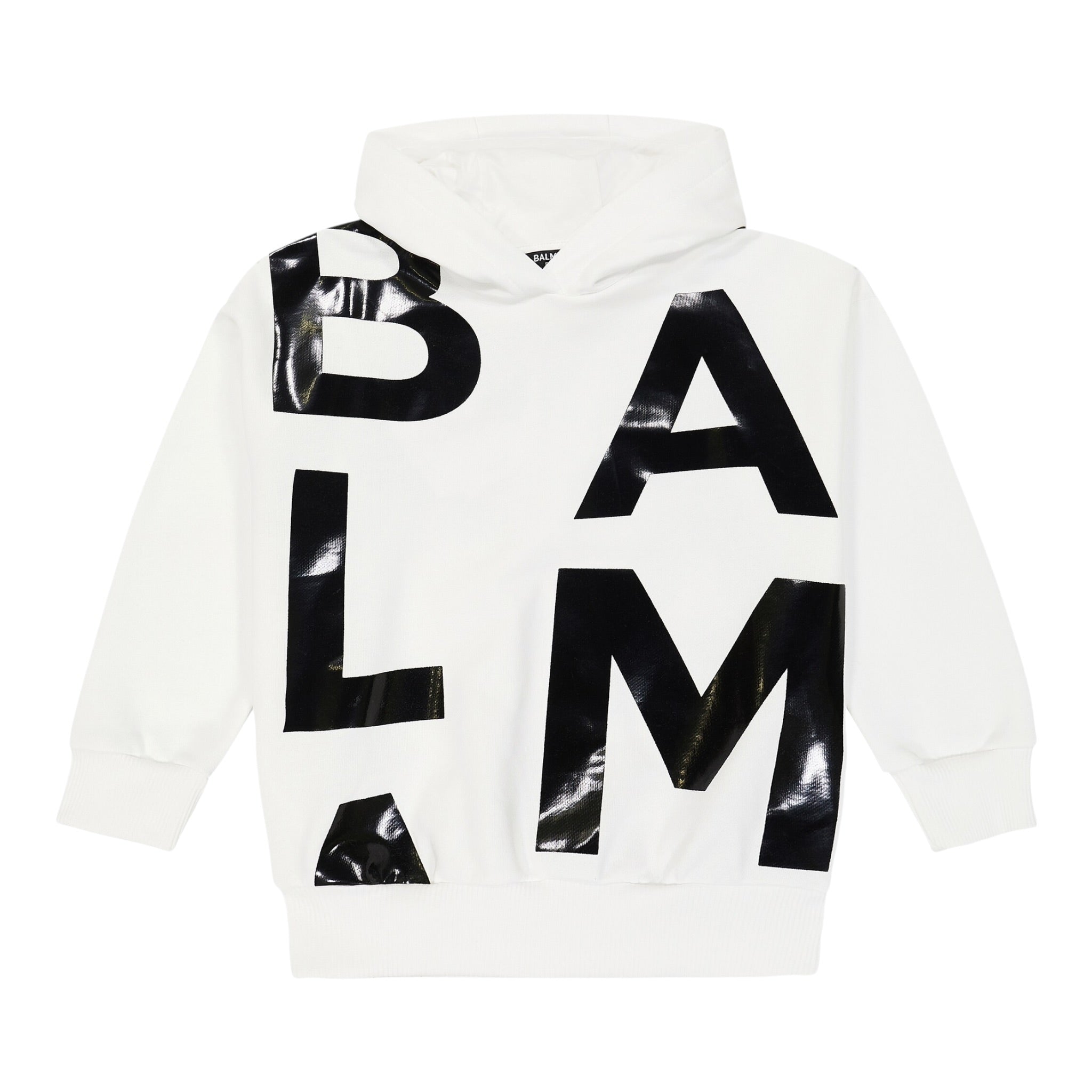 Balmain Felpa Chiusa con Cappuccio tinta unita con Logo Bianco per Bambino BU4P50 BIANCO BALMAIN 