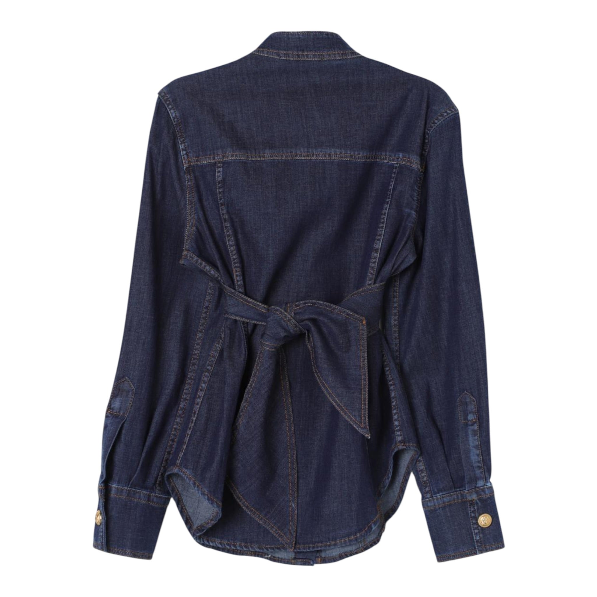 Balmain Camicia Manica Lunga tinta unita In Denim Blu per Bambina BU5A00 BLU BALMAIN 