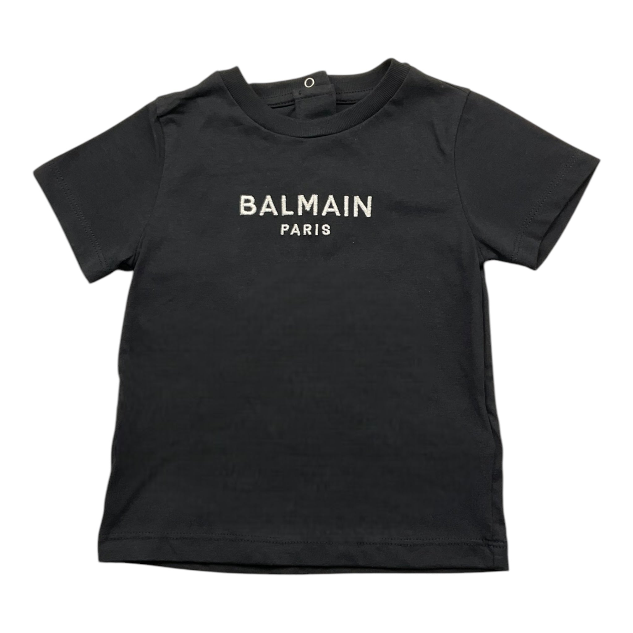 Balmain T-Shirt tinta unita con Logo Nero per Neonata BU8011 NERO BALMAIN 