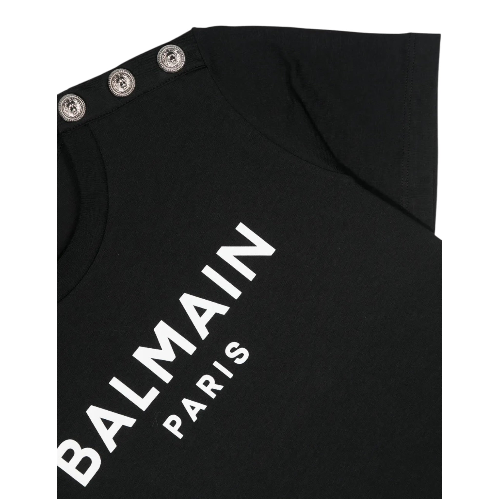 Balmain T-Shirt tinta unita con Logo Nero per Neonato BU8501 NERO BALMAIN 