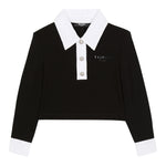 Balmain Polo Manica Lunga tinta unita Nero per Bambina BV4A70 NERO BALMAIN 