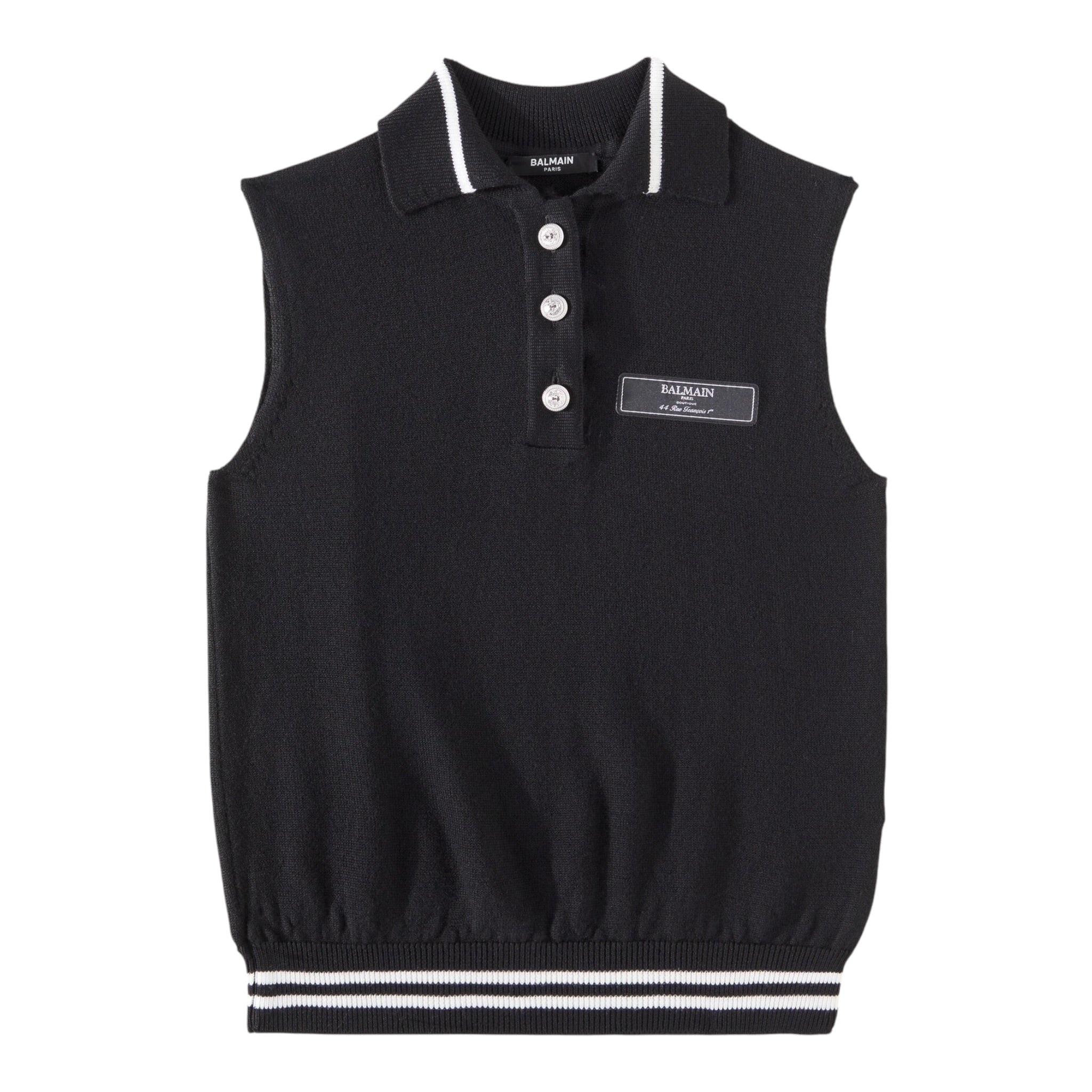 Balmain Gilet In Maglia tinta unita con Logo Nero per Bambino BV9P32 NERO BALMAIN 