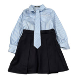 Balmain Abito Manica Lunga Bicolore Azzurro/Blu per Bambina BX1C40I AZZURRO/BLU BALMAIN 