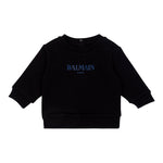 Balmain Felpa tinta unita Girocollo con Logo Nero per Neonato BX4540 NERO BALMAIN 