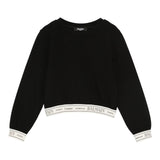 Balmain Felpa Girocollo tinta unita con Profili Logati Nero per Bambina BX4B90 NERO BALMAIN 