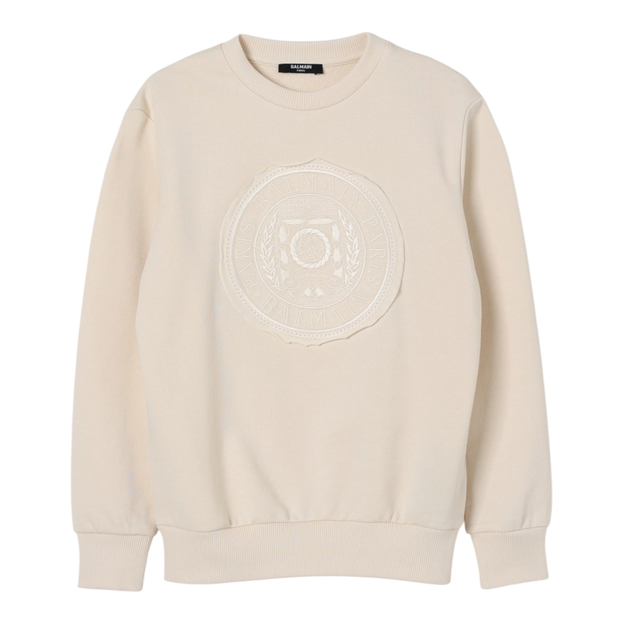 Balmain Felpa Chiusa Girocollo tinta unita Panna per Bambino BX4Q40X PANNA BALMAIN 