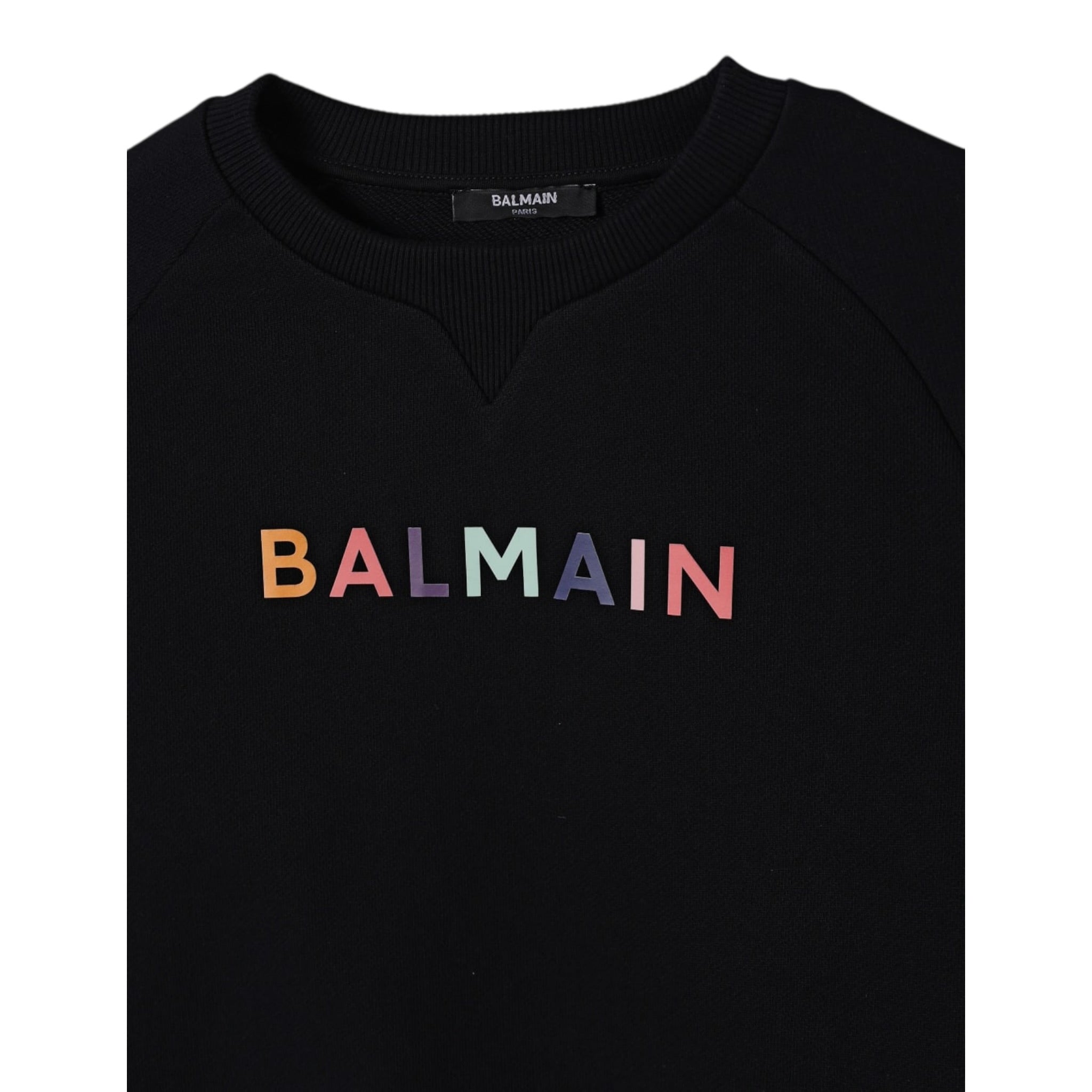 Balmain Felpa tinta unita con Stampa Nero per Bambina BX4Q80 NERO BALMAIN 