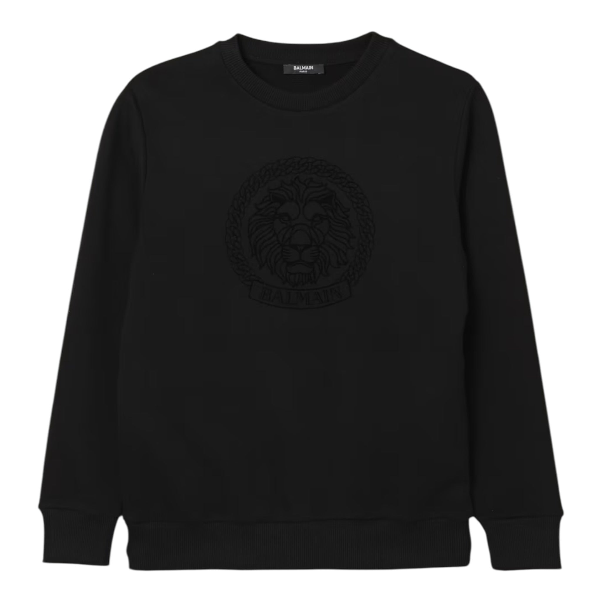 Balmain Felpa Chiusa Girocollo tinta unita Nero per Bambino BX4R30 NERO BALMAIN 