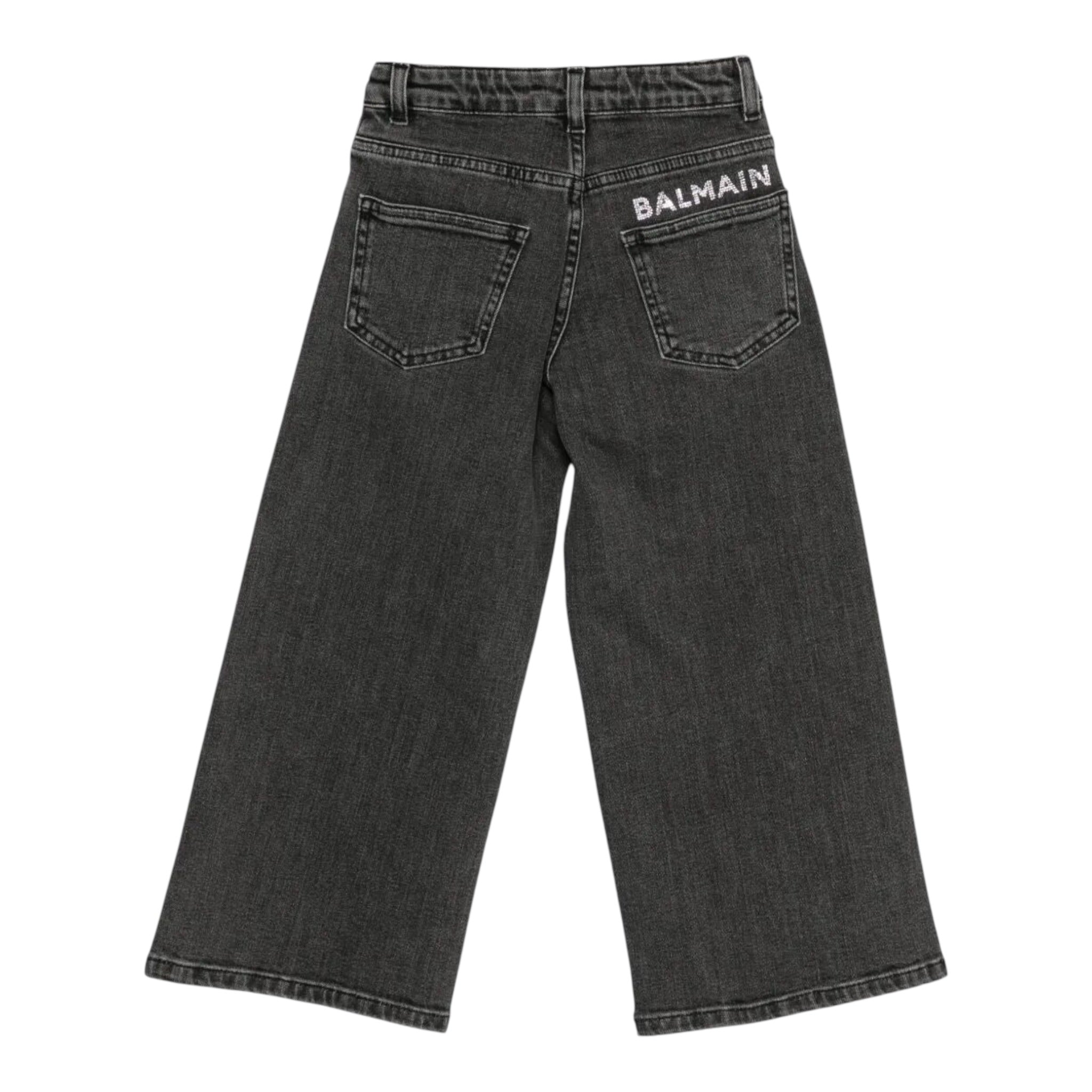 Balmain Jeans tinta unita con Applicazioni Brillantini Grigio per Bambina BX6B60 GRIGIO BALMAIN 