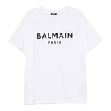 Balmain T-Shirt Girocollo tinta unita con Logo Bianco per Bambino BX8P01 BIANCO BALMAIN 